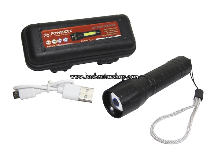 Powerdex PD-5568 Plus USB arj edilebilir Zoomlu Led Fener-av13862